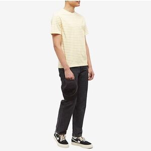 A.P.C. Rue Madame Paris Crewneck Tee Yellow Pinstripe